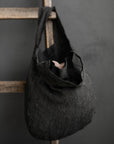 Midnight Stripe Small Round Linen Bag
