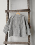 Steel Stripe Long Sleeve Button Linen Shirt