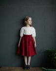 White Linen Puff Sleeve Top