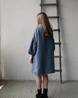 Dusty Blue Daisy Linen Dress
