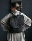 Midnight Stripe Linen Backpack