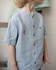 Baby Blue Classic Short Sleeve Linen Shirt
