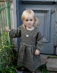 Black Gingham Tea Linen Dress