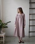 Lavender Victorian Linen Dress