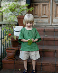 Natural Linen Shorts, 2-3 years, Hedgehog & apples embroidery (STOCK)