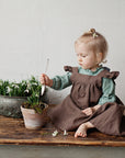 Cacao Linen Pinafore Linen Dress, Size 1-2 years