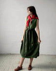 Forest Green Apple Linen Apron