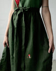 Forest Green Apple Linen Apron
