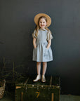 Baby Blue Cross Back Linen Pinafore