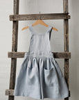 Baby Blue Cross Back Linen Pinafore