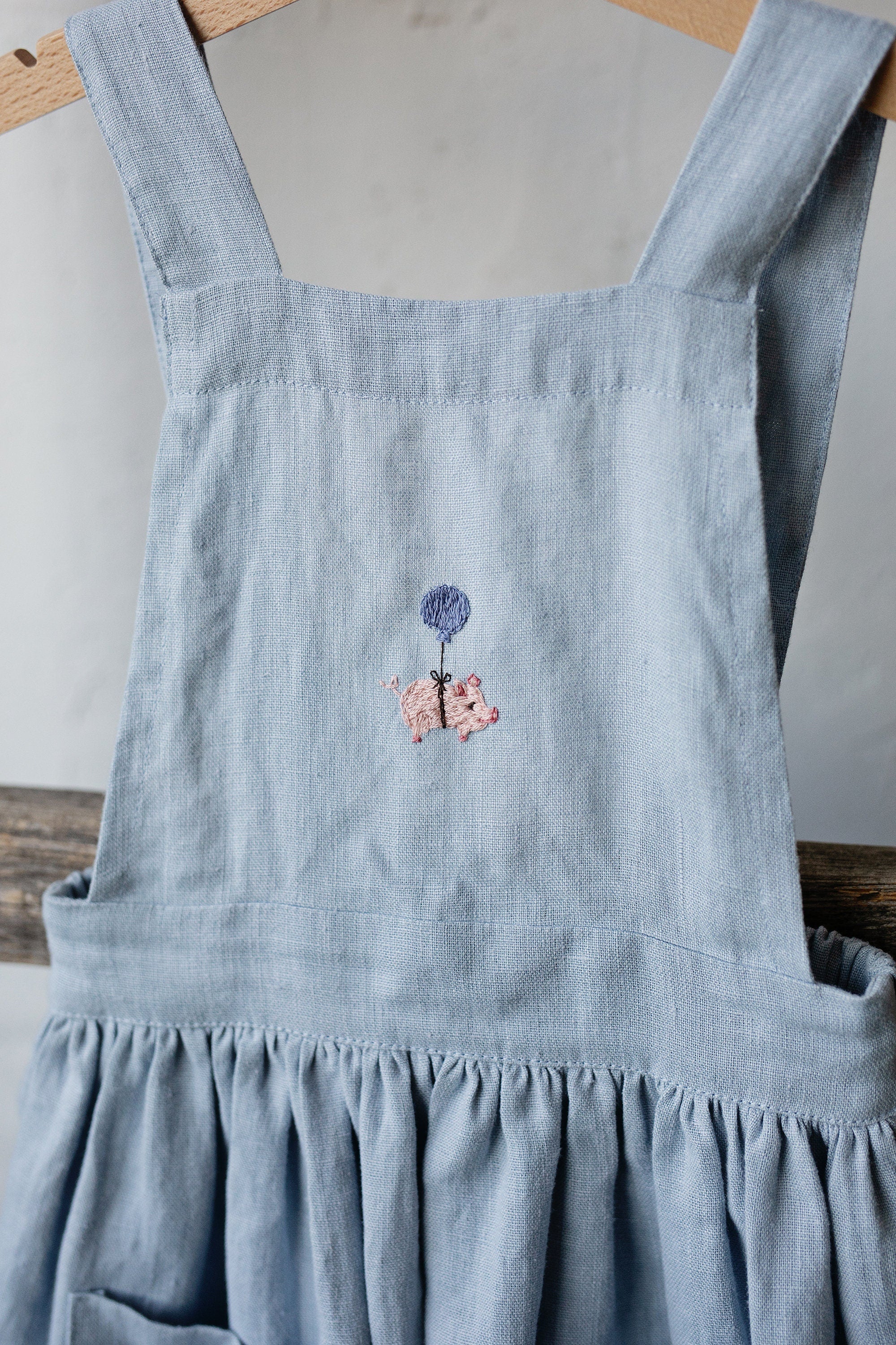 sparkly dresses blue Baby Blue Cross Back Linen Pinafore – allthebeautifullinen