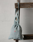 Macarons Pastel Blue Linen Pouch Bag