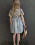 Baby Blue Cross Back Linen Pinafore