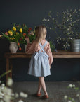 Baby Blue Cross Back Linen Pinafore