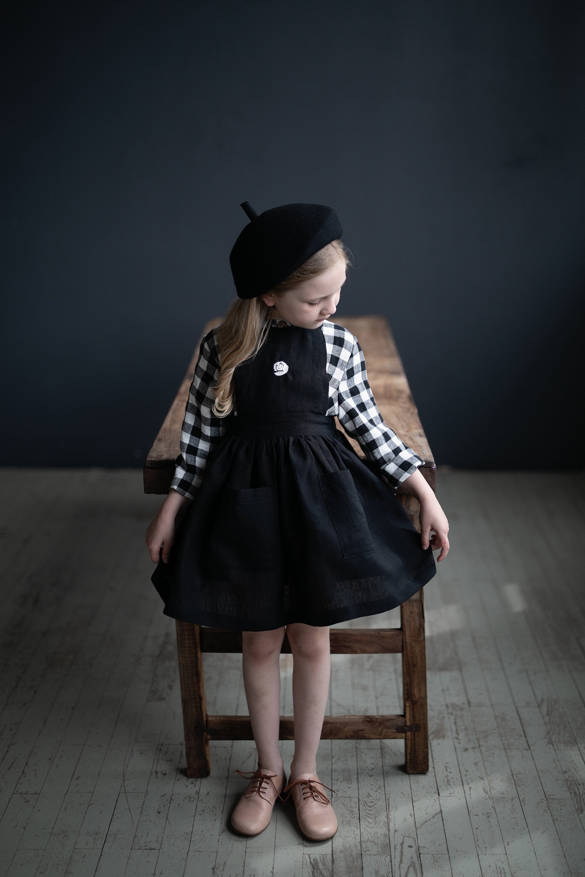 Black Cross Back Linen Pinafore – allthebeautifullinen