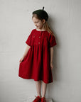 Cherry Short Sleeve Anemone Linen Dress