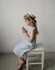 Baby Blue Ribbon Linen Dress