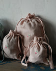 Macarons Pastel Pink Linen Pouch Bag