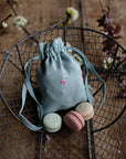 Macarons Pastel Blue Linen Pouch Bag