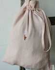 Ice Cream Pastel Pink Linen Pouch Bag