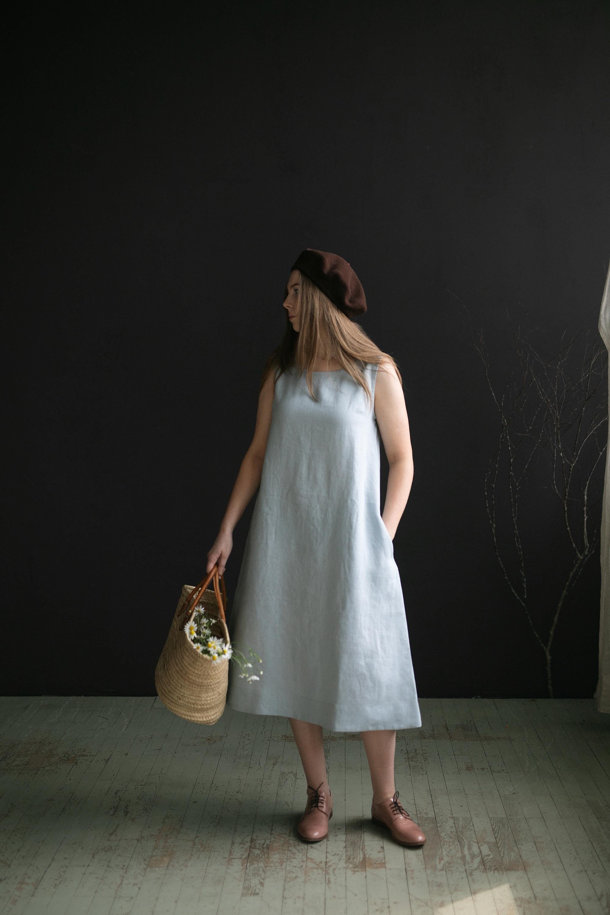 baby blue linen dress Sleeveless – allthebeautifullinen 36.2 and hips 43.3 Color:Chai Mesh Size Extra Small Zilla Modest Maxi in