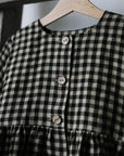 Black Gingham Ruffle Linen Jacket