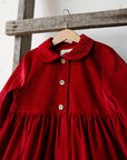 Red Corduroy Exclusive Ruffle Linen Coat