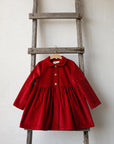 Red Corduroy Exclusive Ruffle Linen Coat
