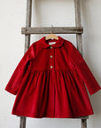 Red Corduroy Exclusive Ruffle Linen Coat