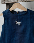 Navy Blue Sleeveless Linen Shirt