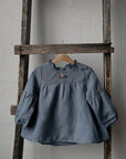 Dusty Blue Short Ruffle Linen Tunic