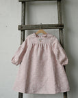 Pink Polka Dot Ruffle Linen Dress