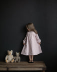 Pink Polka Dot Ruffle Linen Dress
