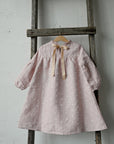 Pink Polka Dot Ruffle Linen Dress