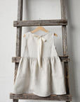 Cream Gingham Smock Linen Dress