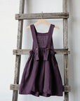 Plum Cross Back Linen Pinafore
