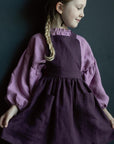 Plum Cross Back Linen Pinafore