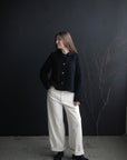 Black Peter Pan Collar Linen Jacket