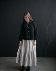 Black Peter Pan Collar Linen Jacket
