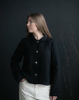 Black Peter Pan Collar Linen Jacket