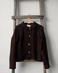 Chocolate Peter Pan Collar Linen Jacket