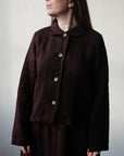 Chocolate Peter Pan Collar Linen Jacket