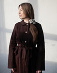 Chocolate Peter Pan Collar Linen Jacket