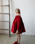 Red Corduroy Exclusive Ruffle Linen Coat