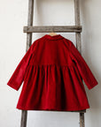 Red Corduroy Exclusive Ruffle Linen Coat