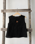Black Sleeveless Linen Shirt