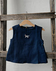 Navy Blue Sleeveless Linen Shirt