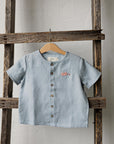 Baby Blue Short Sleeve Classic Linen Shirt