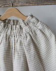Cream Gingham Midi Linen Skirt