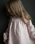 Pink Polka Dot Ruffle Linen Dress
